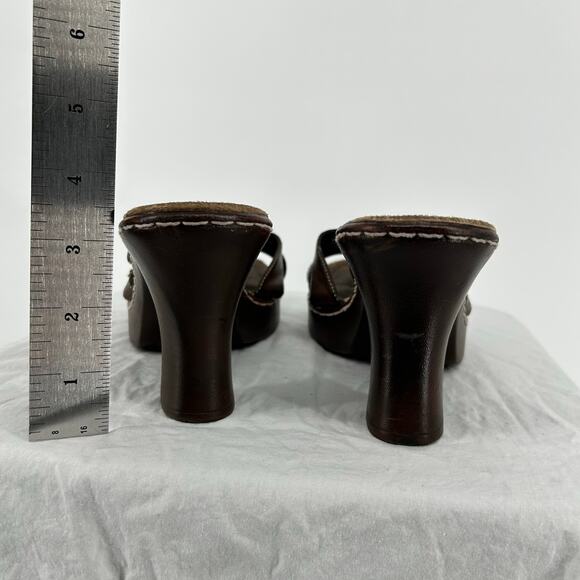 Vintage 90s y2k Womens Brown SODA Strappy Platform Block High Heel Pumps Sz 8.5M - Picture 7 of 8